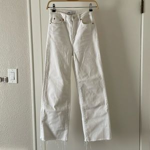 Zara high rise cropped white jeans